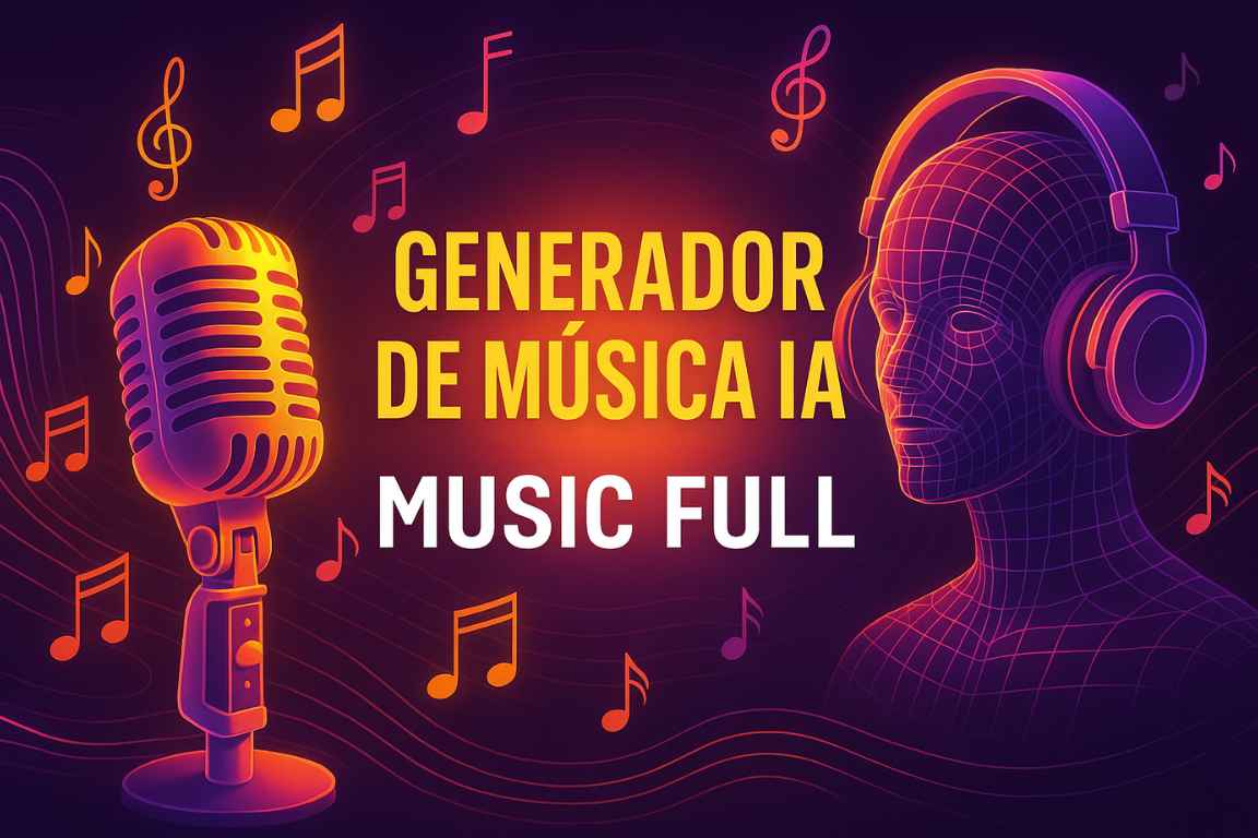 generador de música IA con Music Full en un diseño visual futurista